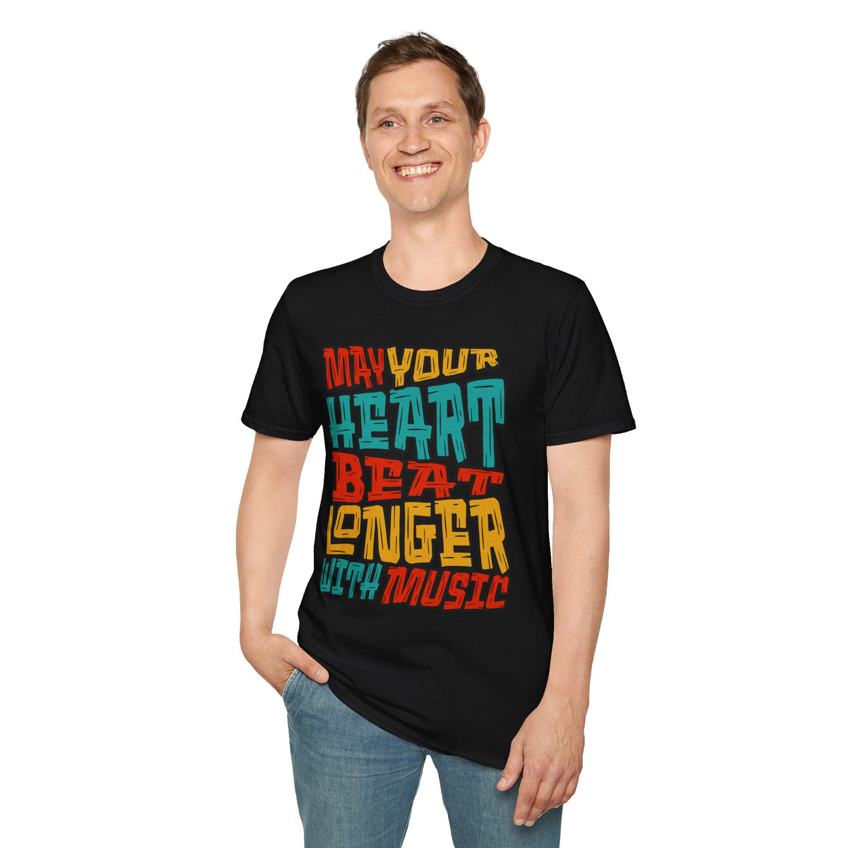 May Your Heart Beat Longer With Music T-Shirt — Retro Music Lover Tee