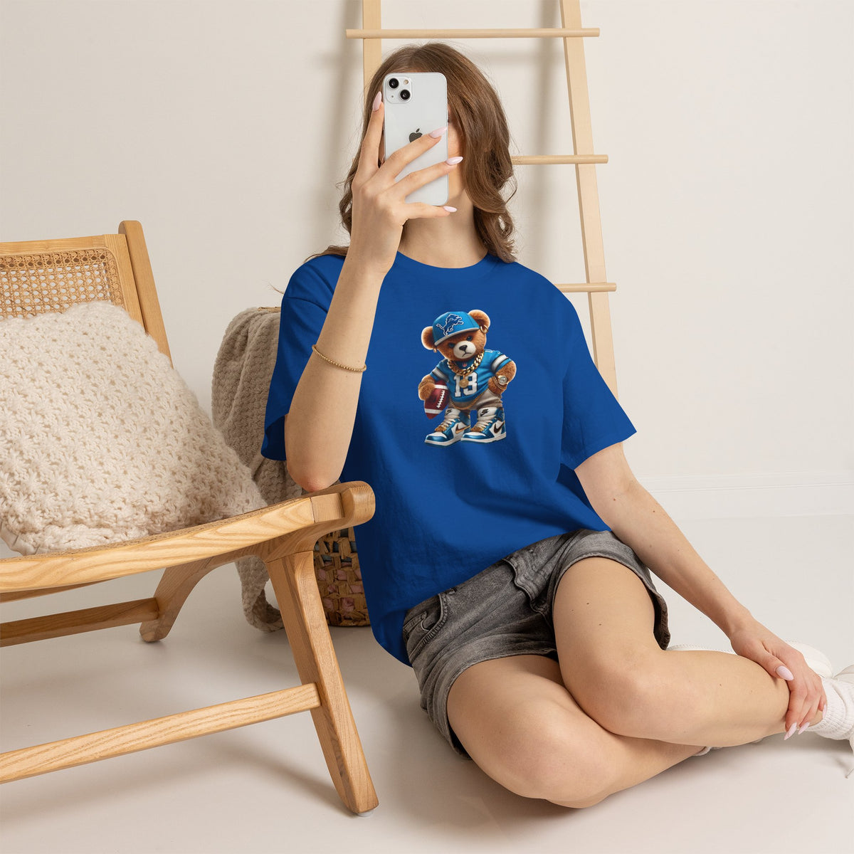 Football Teddy Bear T‑Shirt — Cute Vintage Sports Bear Tee