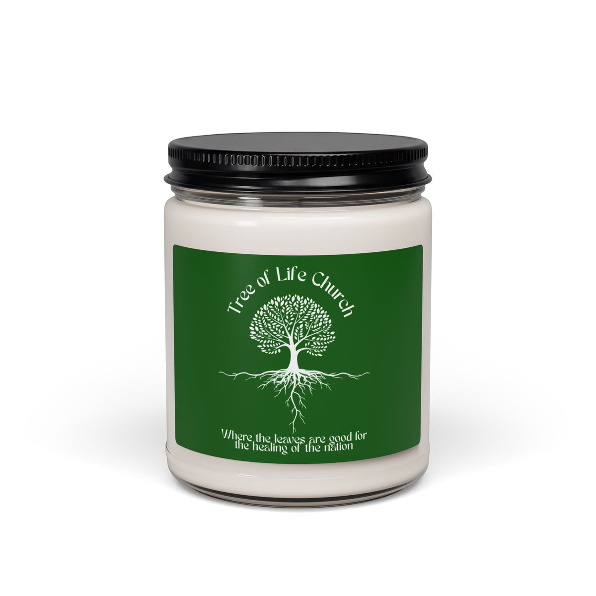 Tree of Life Church Scented Soy Candle — 9oz Green Jar, Spiritual Gift & Relaxation Candle