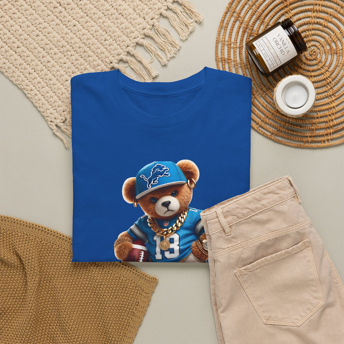 Football Teddy Bear T‑Shirt — Cute Vintage Sports Bear Tee