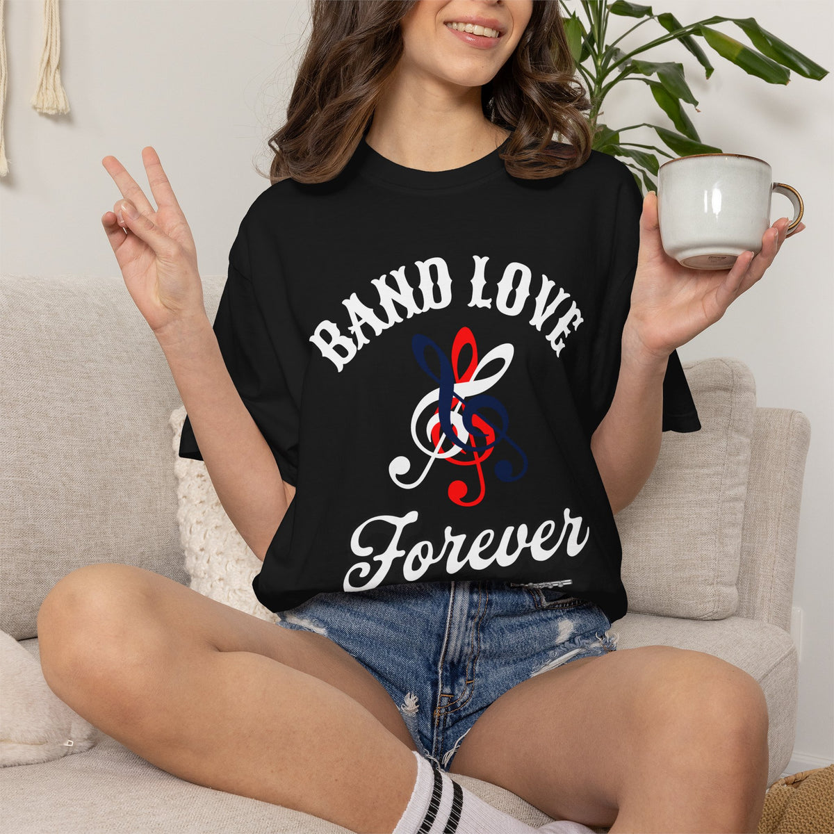 Band Love Forever T-Shirt — Music Treble Clef Graphic Tee