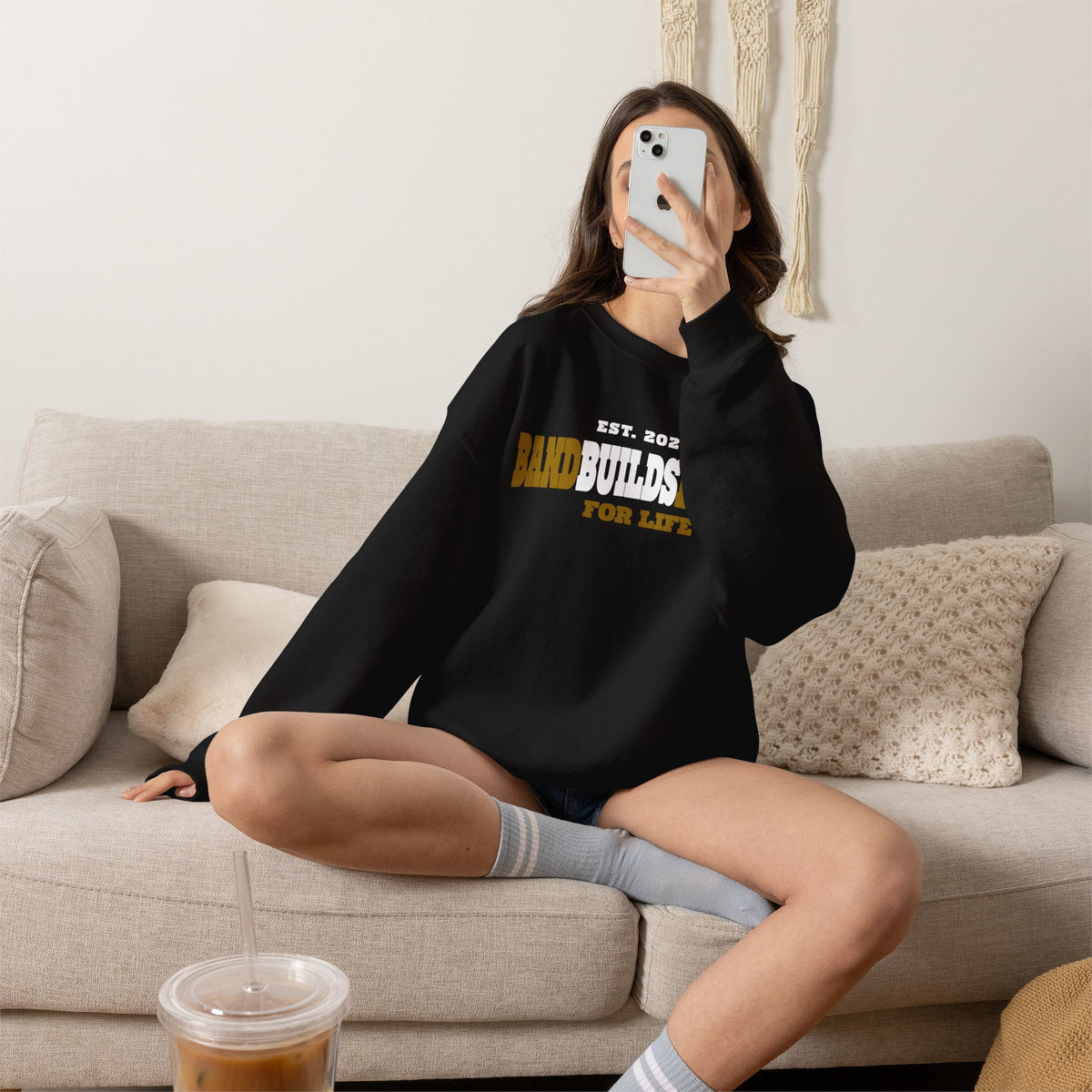 Crewneck Sweatshirt – "Band Builds Brains for Life" Established 2024, Marching Band Pride