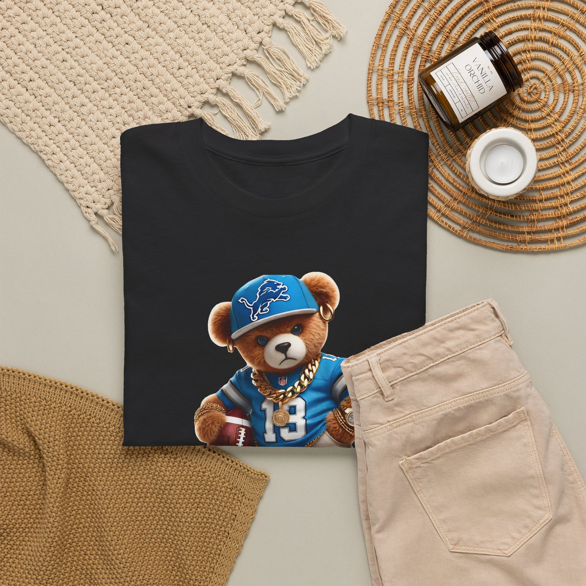 Football Teddy Bear T‑Shirt — Cute Vintage Sports Bear Tee