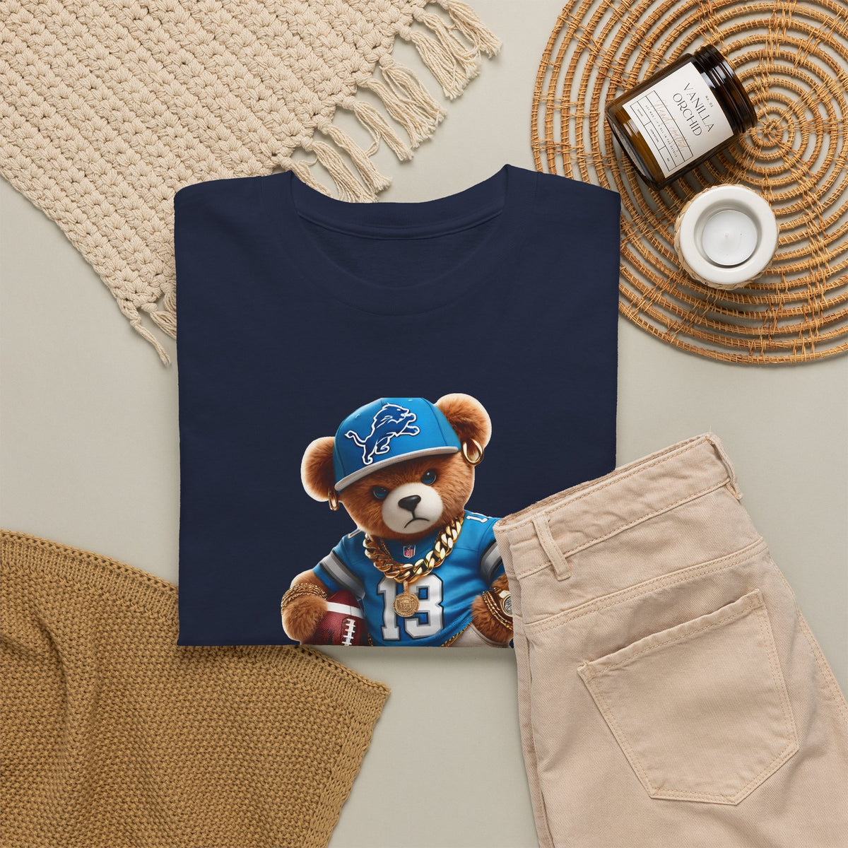 Football Teddy Bear T‑Shirt — Cute Vintage Sports Bear Tee