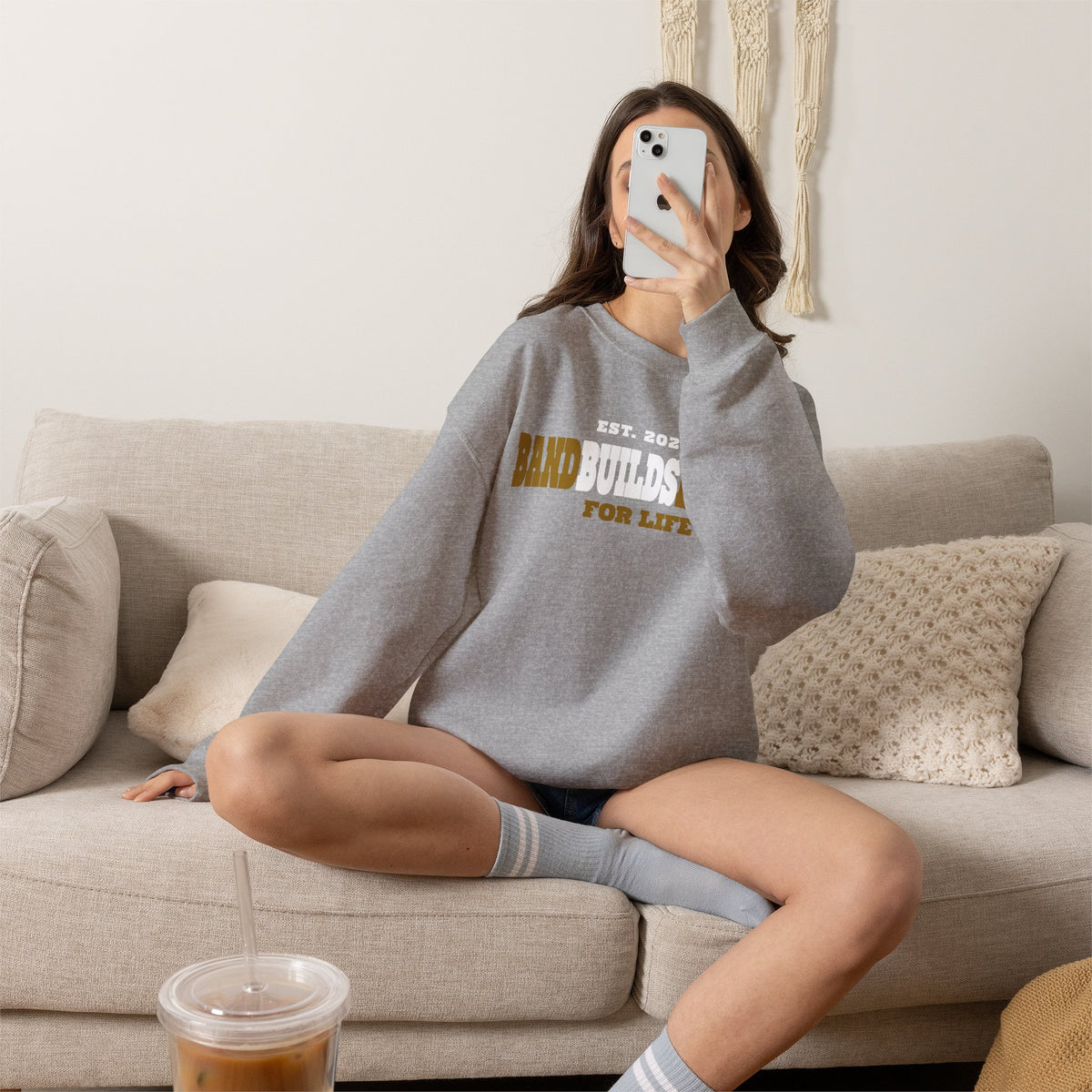 Crewneck Sweatshirt – "Band Builds Brains for Life" Established 2024, Marching Band Pride