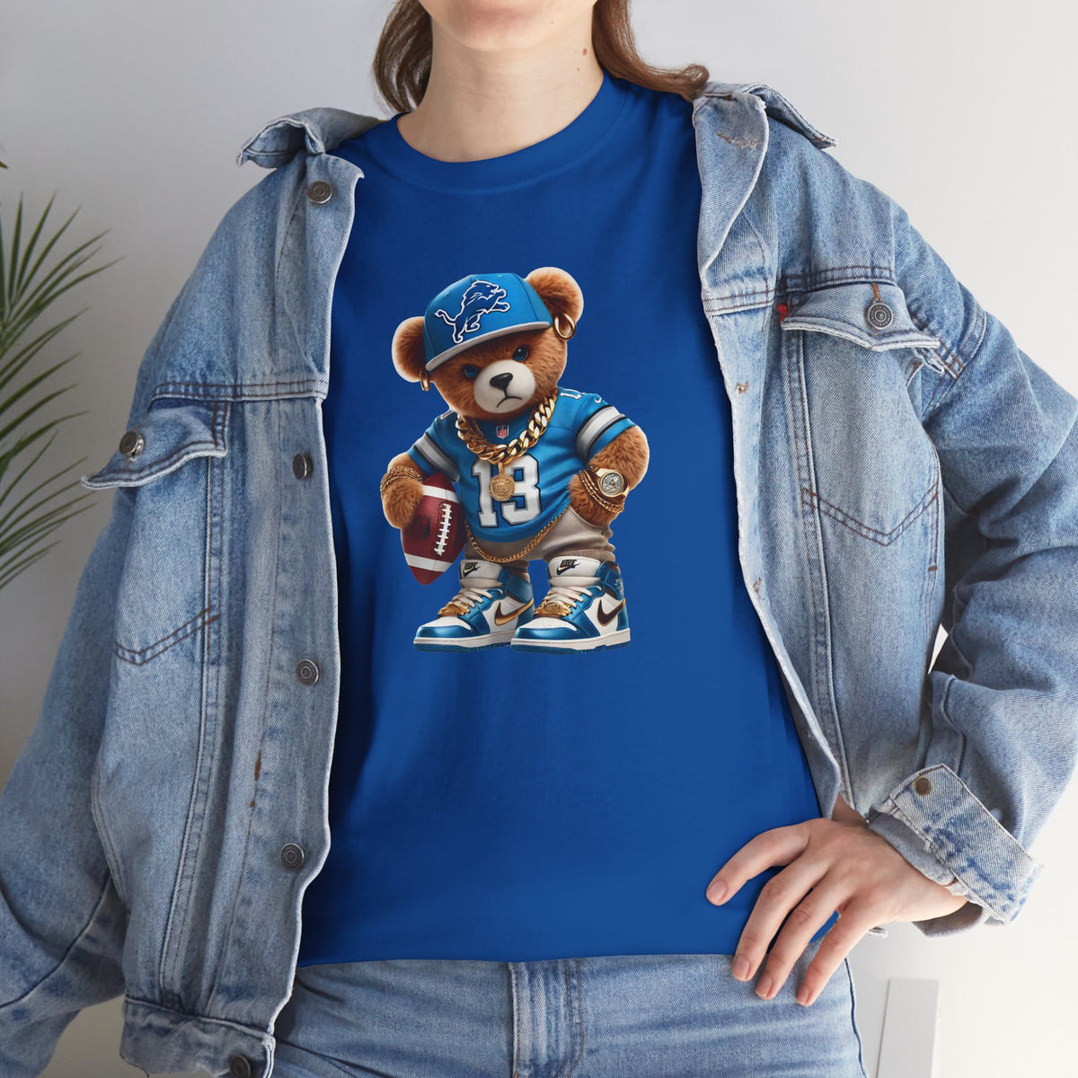 Football Teddy Bear T‑Shirt — Cute Vintage Sports Bear Tee
