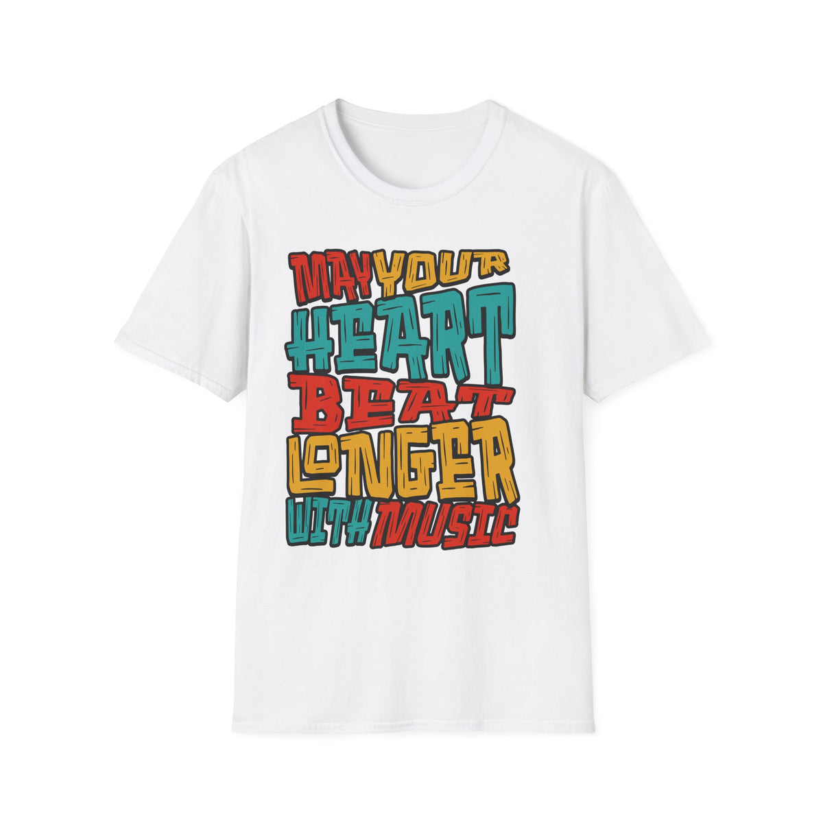 May Your Heart Beat Longer With Music T-Shirt — Retro Music Lover Tee