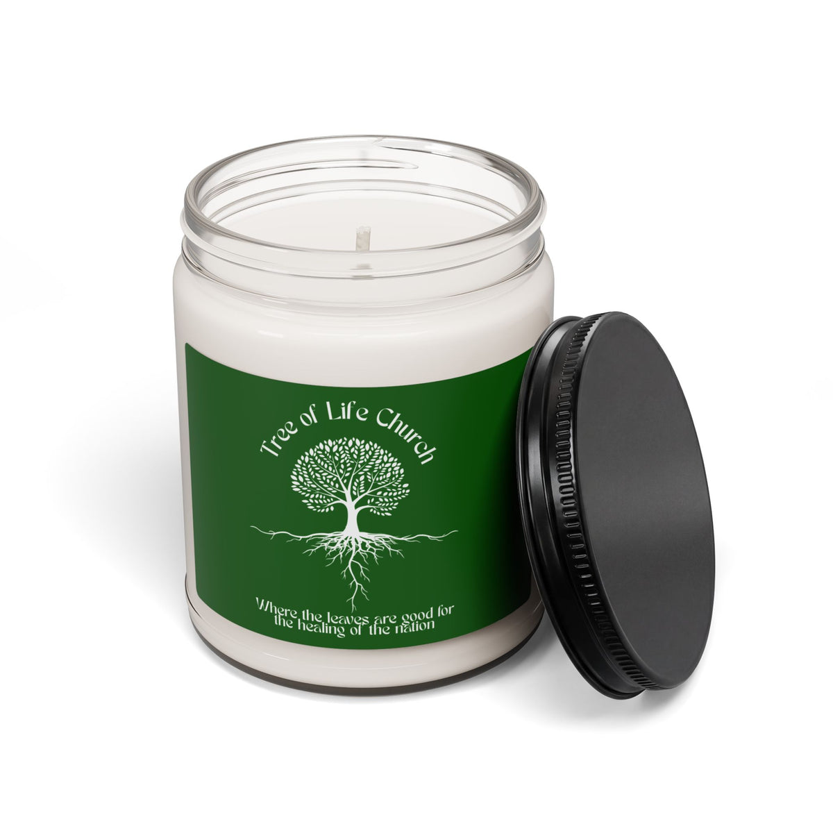 Tree of Life Church Scented Soy Candle — 9oz Green Jar, Spiritual Gift & Relaxation Candle