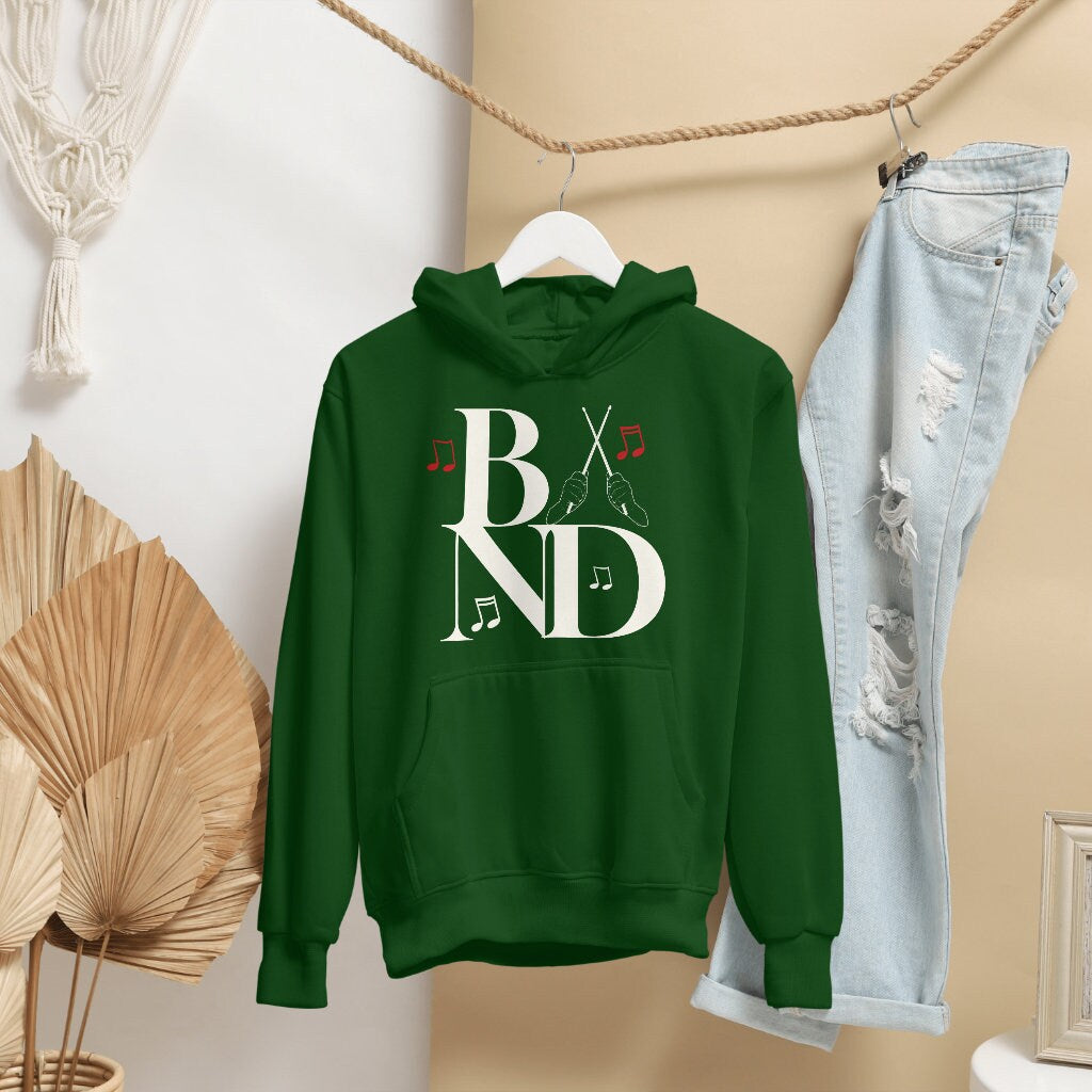 Hooded Graphic Band Sweatshirt