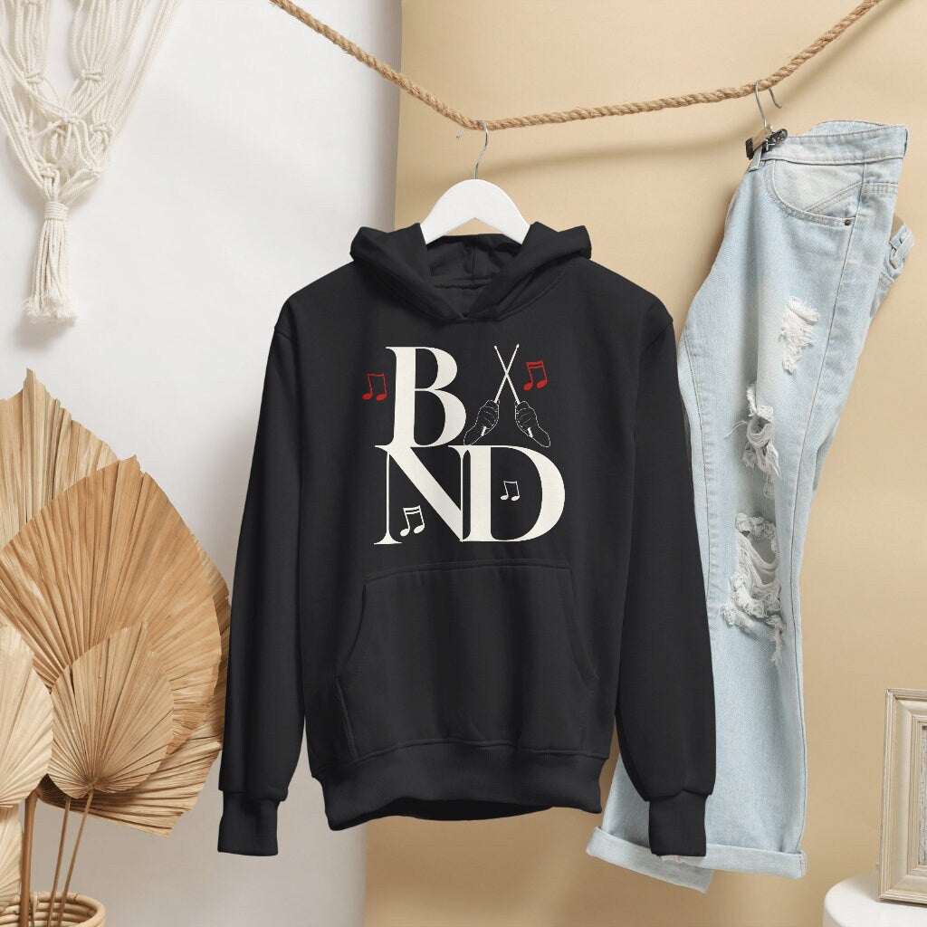 Hooded Graphic Band Sweatshirt